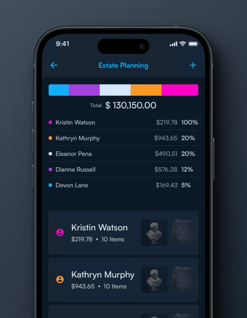 Estate planning screen