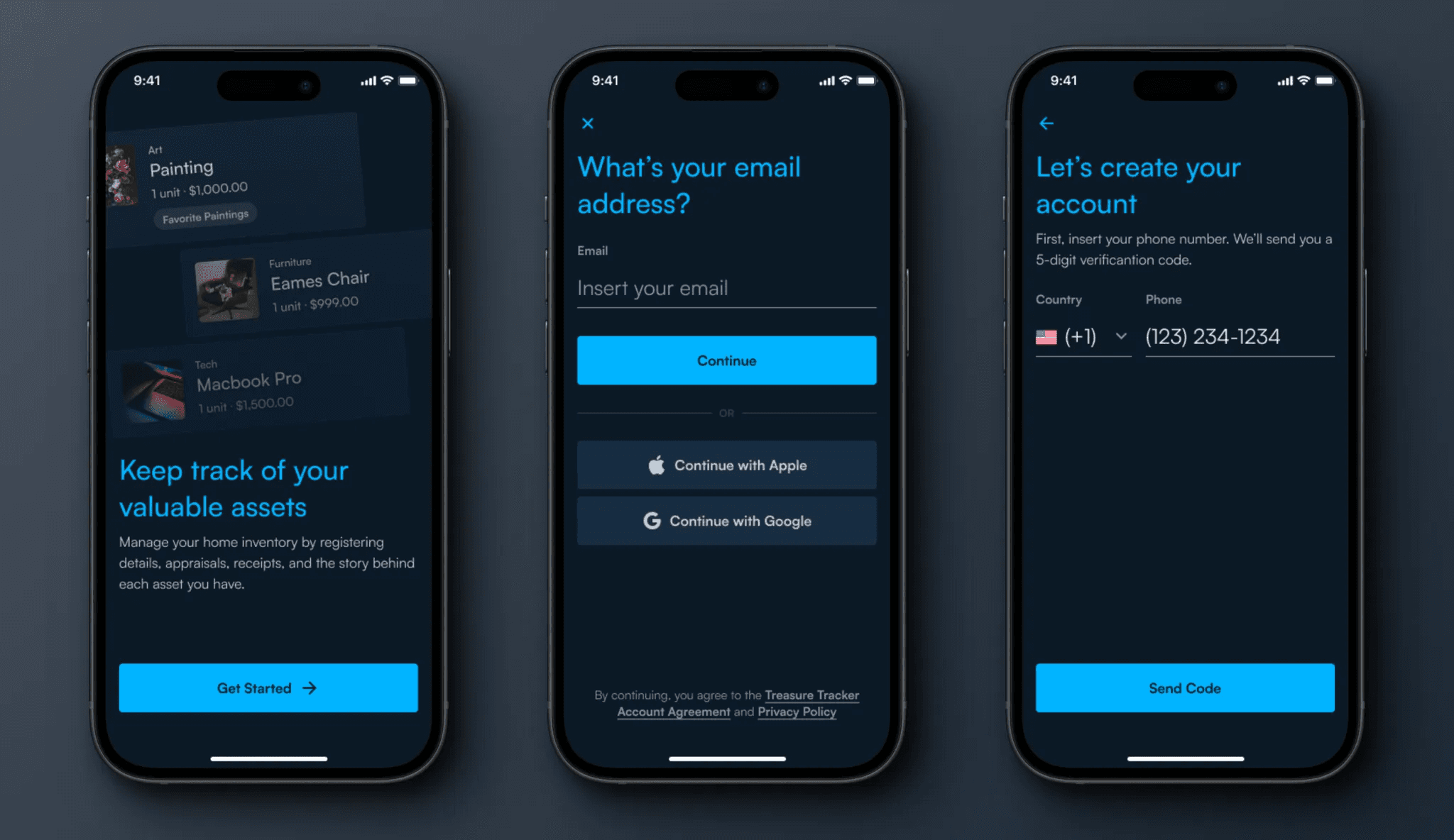 Inventory app onboarding screens